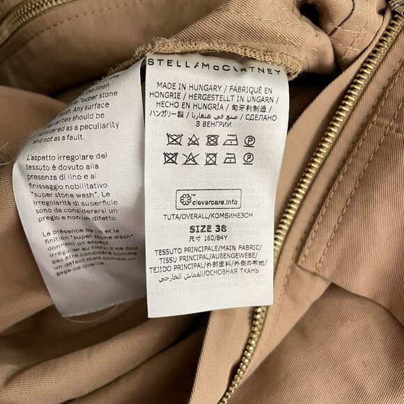 STELLA MCCARTNEY Alma All In One Jumpsuit Sz 38 (US S) Tan Long Sleeve Zip Up - Picture 12 of 13